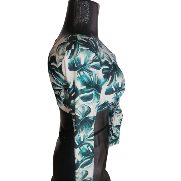 Coco Cabana Tropical Print Long Sleeve Swimwear Top M - Picture 3 of 5